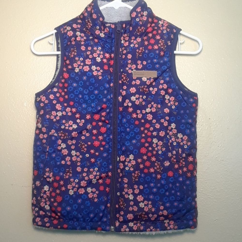 BUFFALO Reversible Sherpa Vest Blue Kids Small 7/8